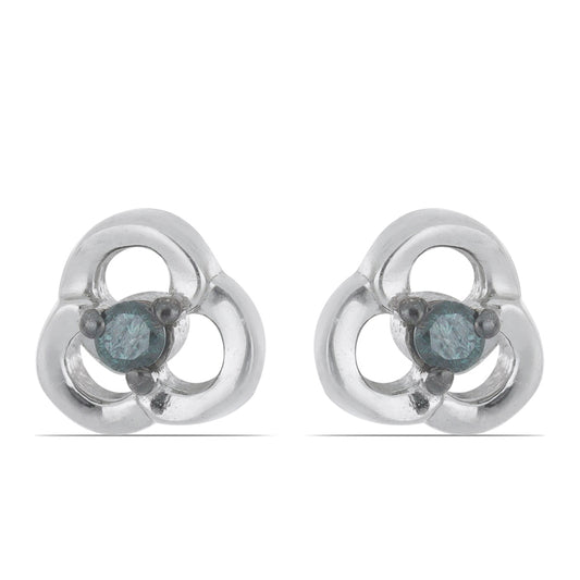 Pendientes de Plata con Diamante Azul