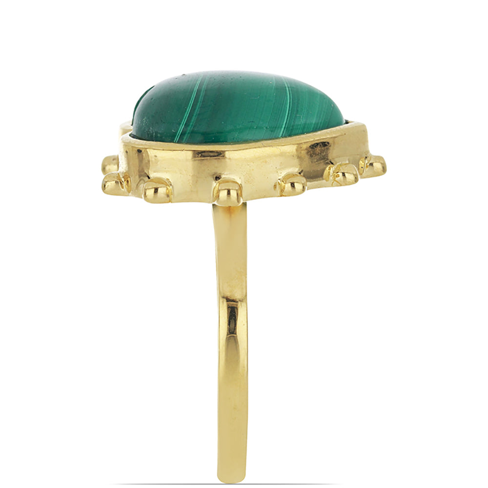 Anillo de Plata Bañada en Oro con Malaquita de Gales