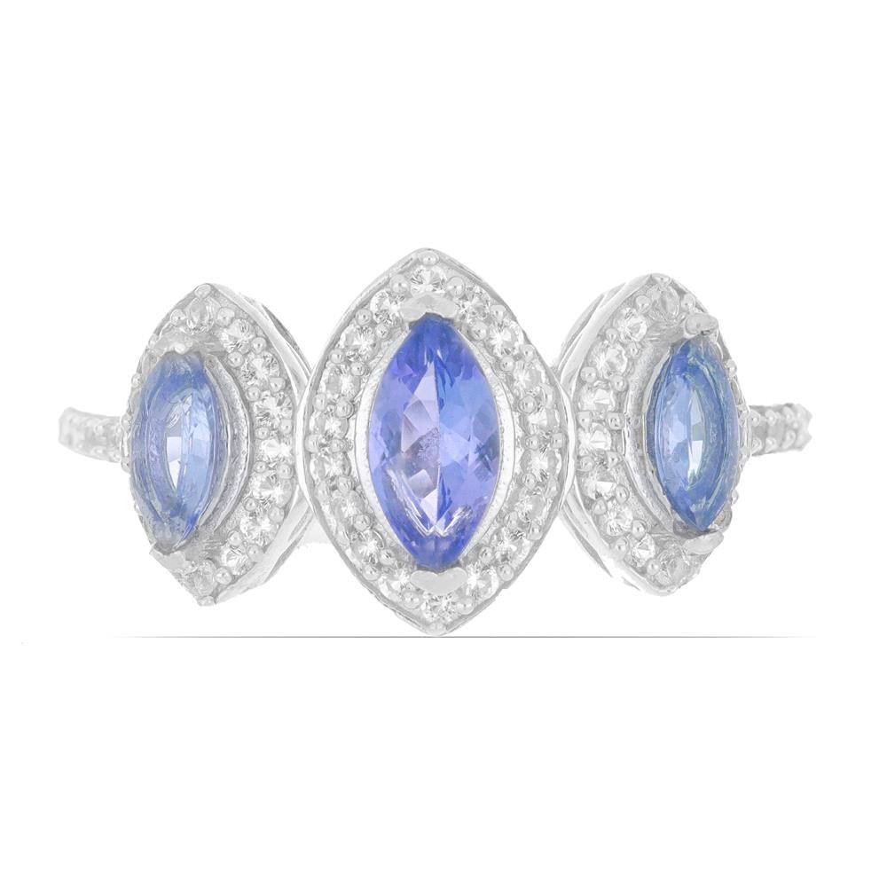 Anillo de Plata con Tanzanita y Topacio Blanco