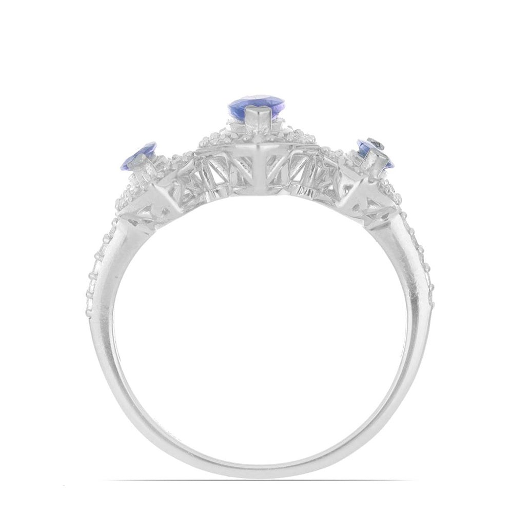 Anillo de Plata con Tanzanita y Topacio Blanco