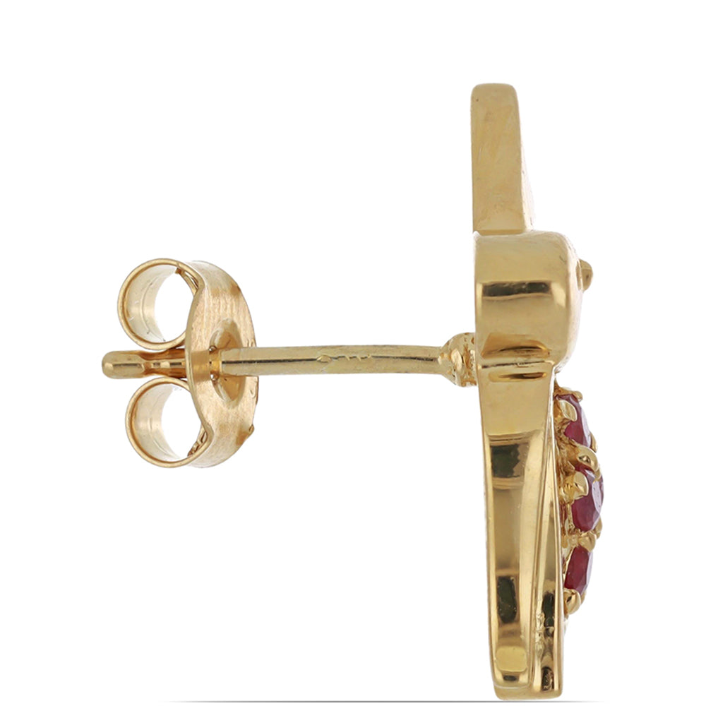 Pendientes de Plata Bañada en Oro con Rubí de Madagascar 2 