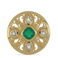 Anillo de Plata Bañada en Oro con Ágata Verde y Topacio Blanco