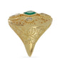 Anillo de Plata Bañada en Oro con Ágata Verde y Topacio Blanco