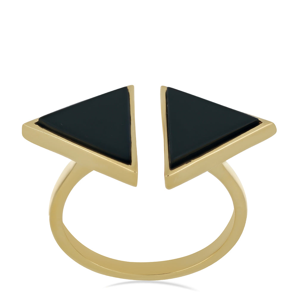 Anillo de Plata Bañada en Oro con Ónix negro de Suwar 3 