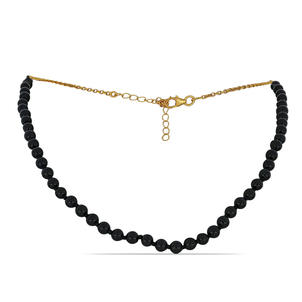Collar de Plata Bañada en Oro con Ónix negro de Suwar 1 
