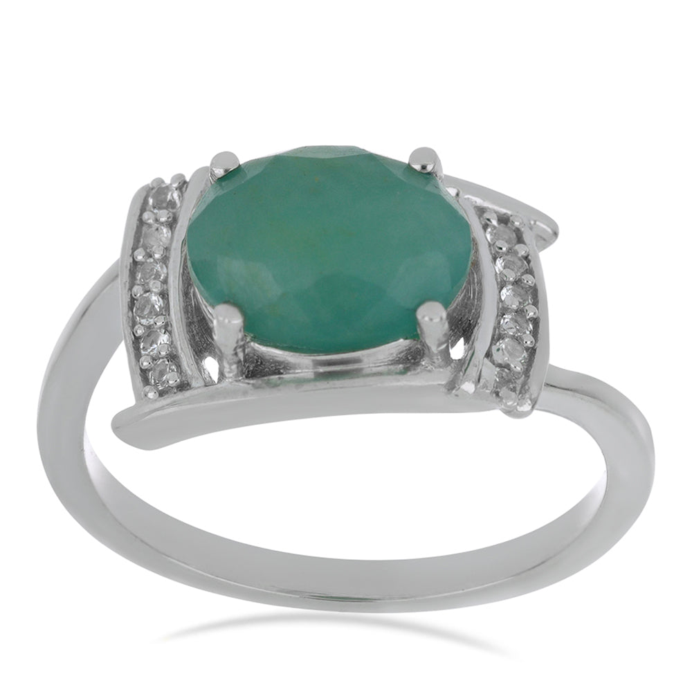 Anillo de Plata con Grandidierita de Anosy y Topacio Blanco