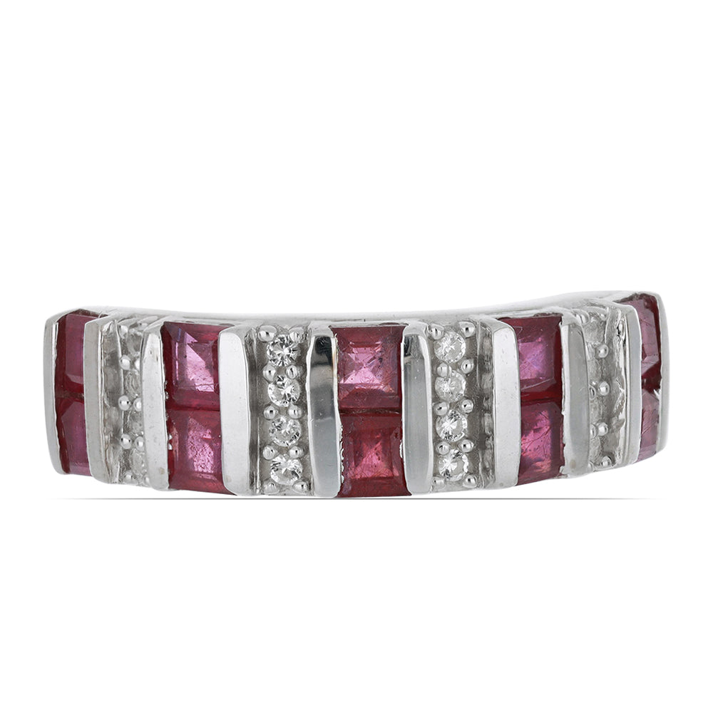 Anillo de Plata con Rubí de Madagascar y Topacio Blanco 1 