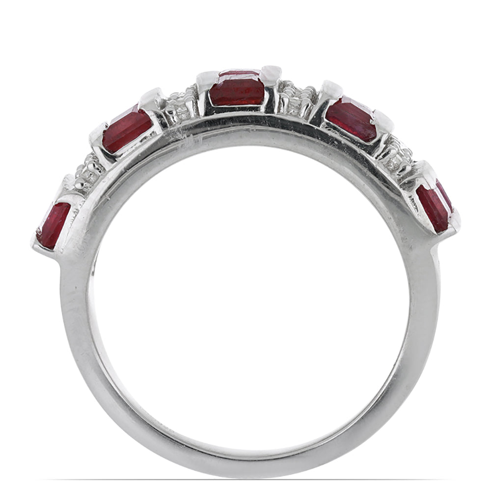 Anillo de Plata con Rubí de Madagascar y Topacio Blanco 2 