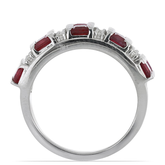 Anillo de Plata con Rubí de Madagascar y Topacio Blanco