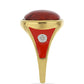 Anillo de Plata Bañada en Oro con Esmalte y Coral de Esponja Roja