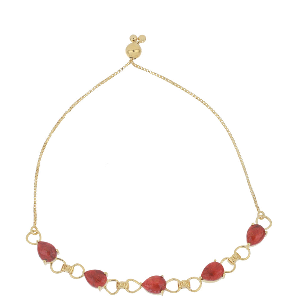 Pulsera de Plata Bañada en Oro con Coral de Esponja Roja 1 