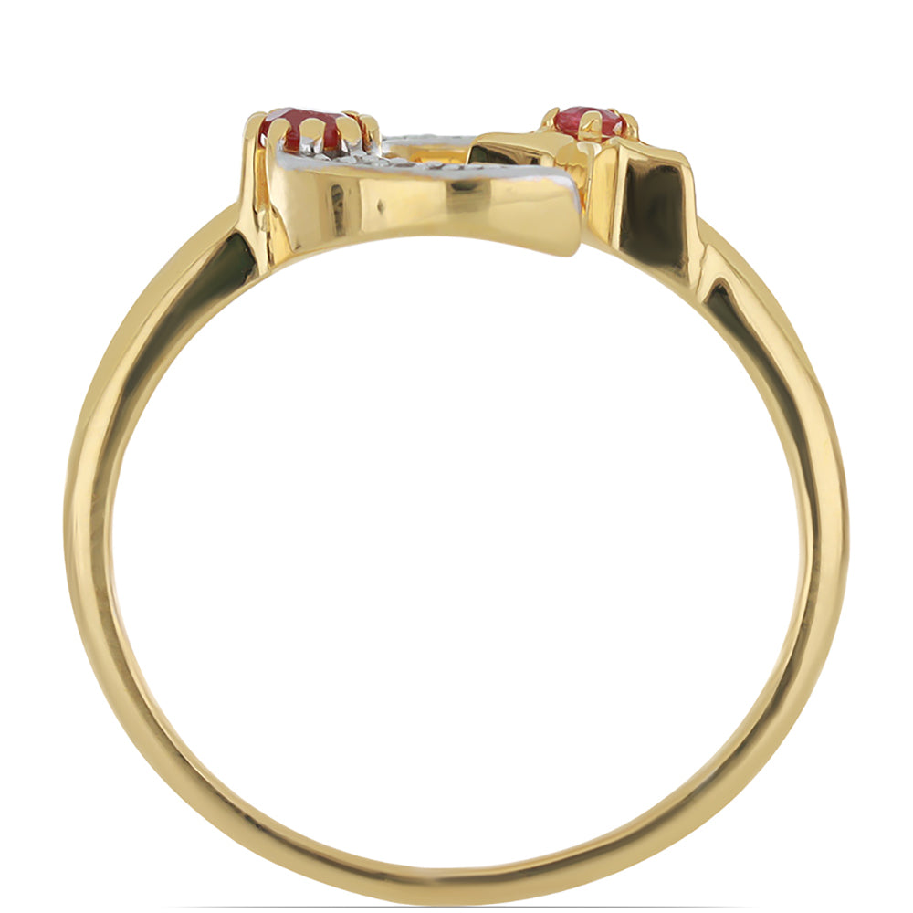 Anillo de Plata Bañada en Oro con Rubí de Madagascar y Topacio Blanco 2 