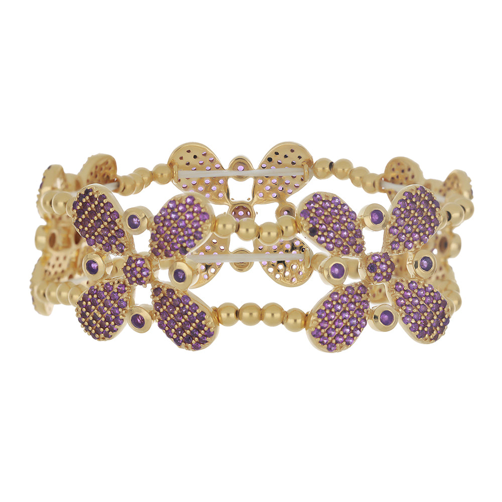Pulsera de Plata Bañada en Oro con Amatista de Zambia 1 