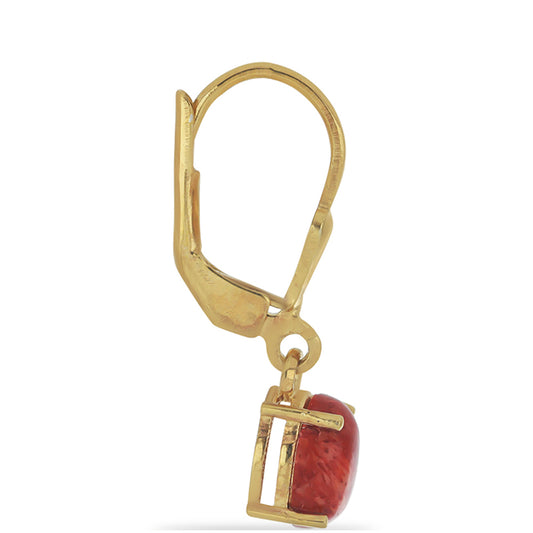 Pendientes de Plata Bañada en Oro con Coral de Esponja Roja