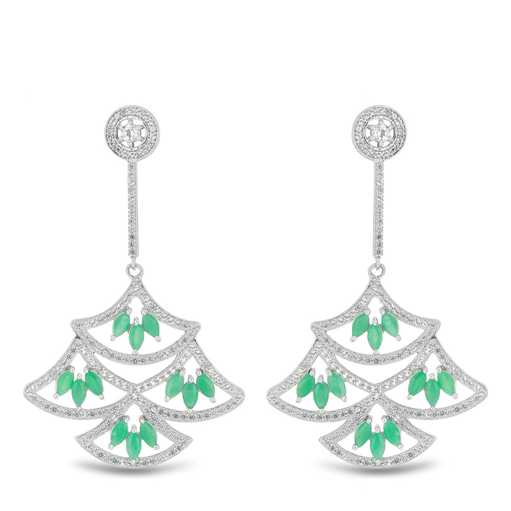 Pendientes de Plata con Esmeralda de Brasil y Topacio Blanco 1 