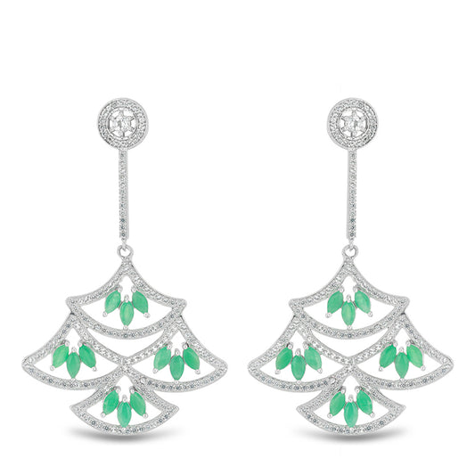 Pendientes de Plata con Esmeralda de Brasil y Topacio Blanco