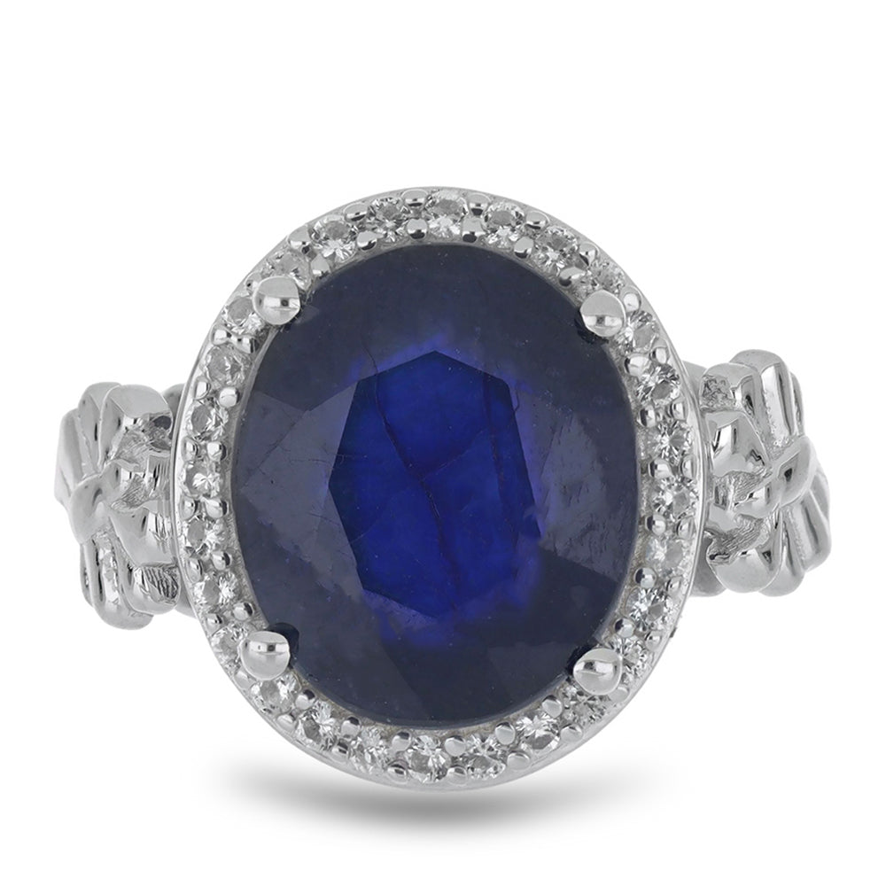 Anillo de Plata con Zafiro Azul Australiano y Topacio Blanco