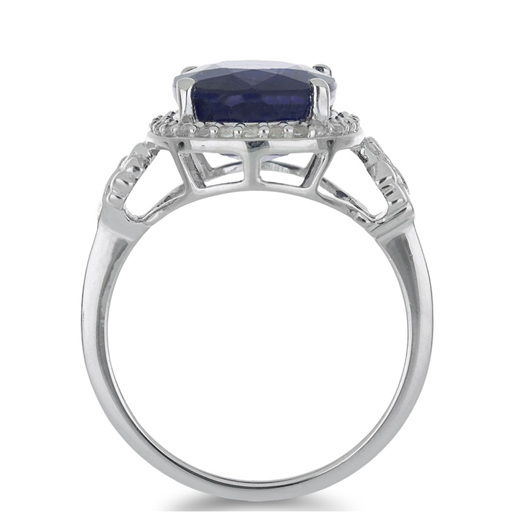 Anillo de Plata con Zafiro Azul Australiano y Topacio Blanco