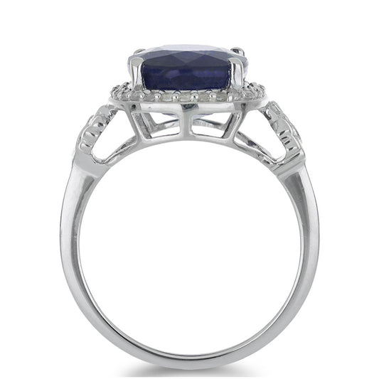 Anillo de Plata con Zafiro Azul Australiano y Topacio Blanco