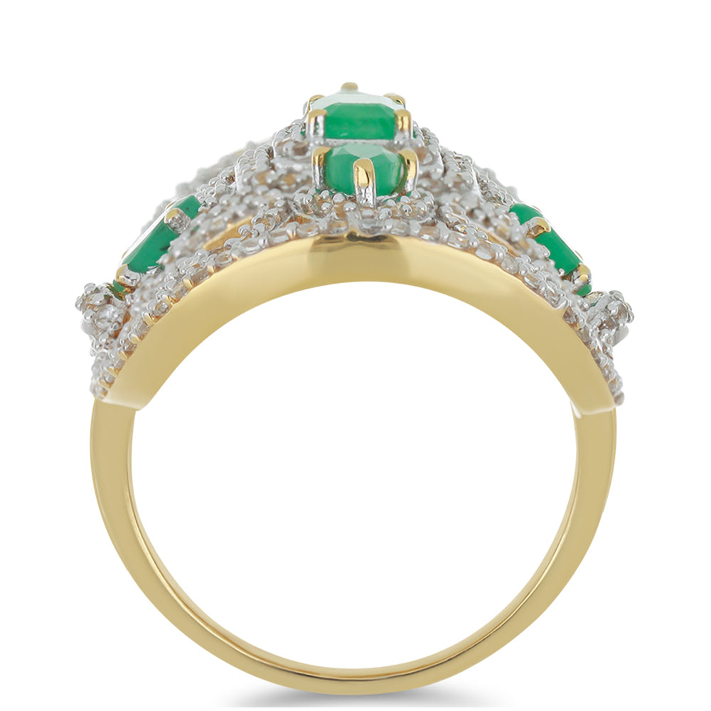 Anillo de Plata Bañada en Oro con Esmeralda de Brasil 2 