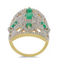 Anillo de Plata Bañada en Oro con Esmeralda de Brasil