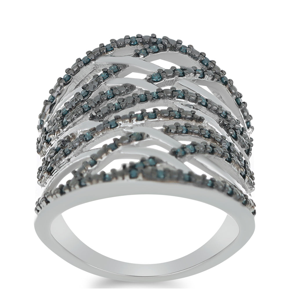 Anillo de Plata con Diamante Azul 3 