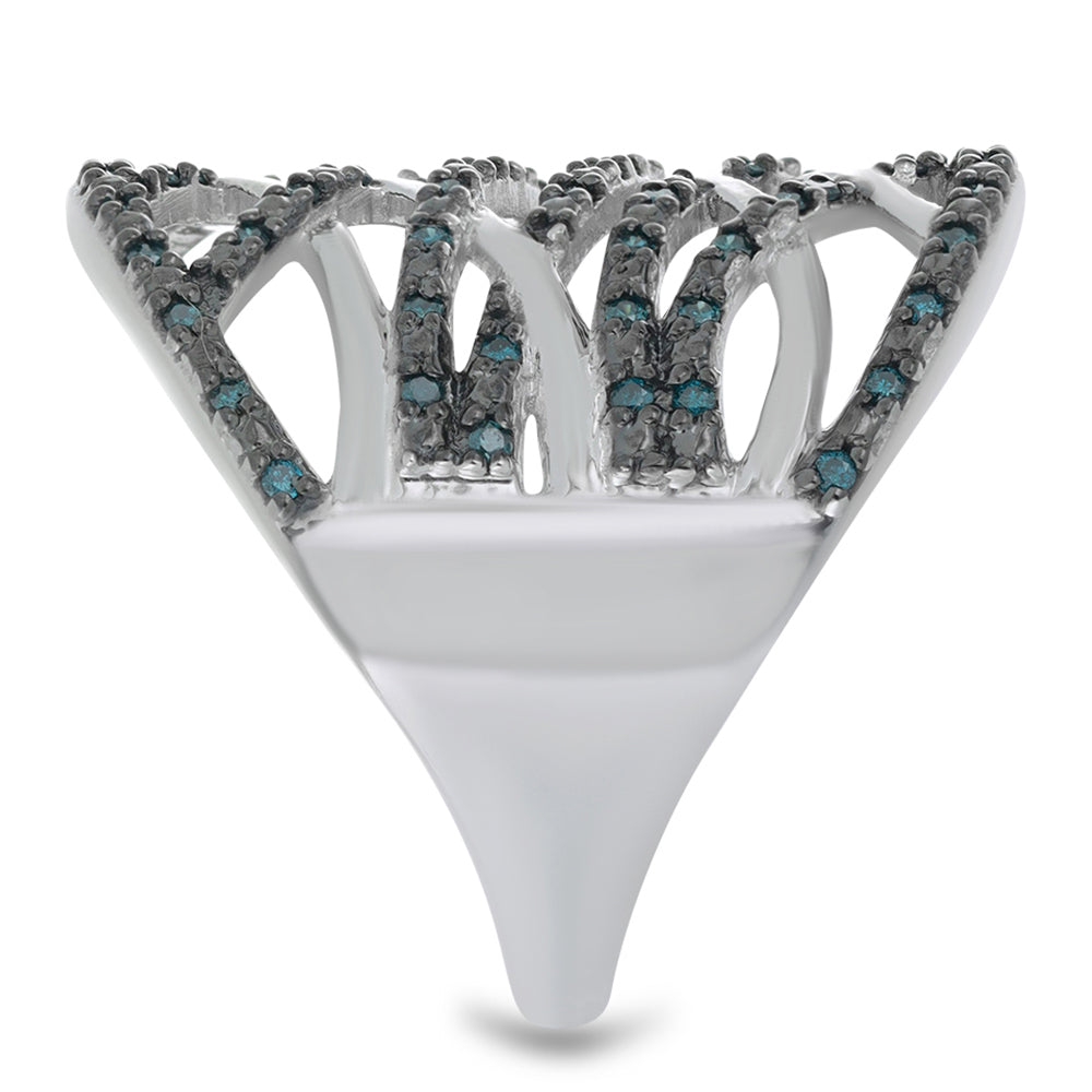 Anillo de Plata con Diamante Azul 4 