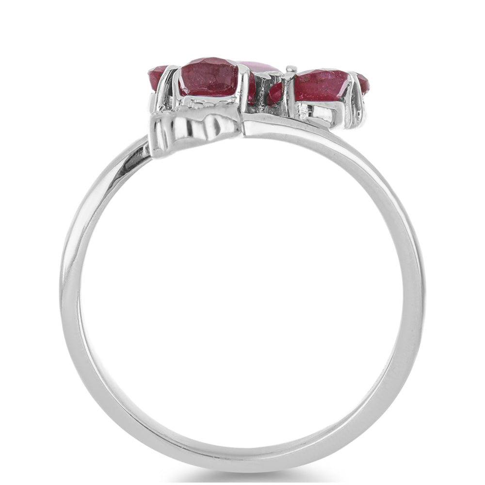 Anillo de Plata con Rubí de Madagascar y Topacio Blanco 2 