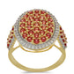 Anillo de Oro 9K con Rosario rojo de zafiro y Zircón blanco natural