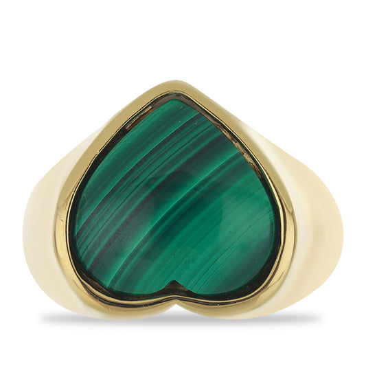 Anillo de Plata Bañada en Oro con Malaquita