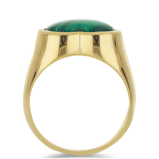 Anillo de Plata Bañada en Oro con Malaquita