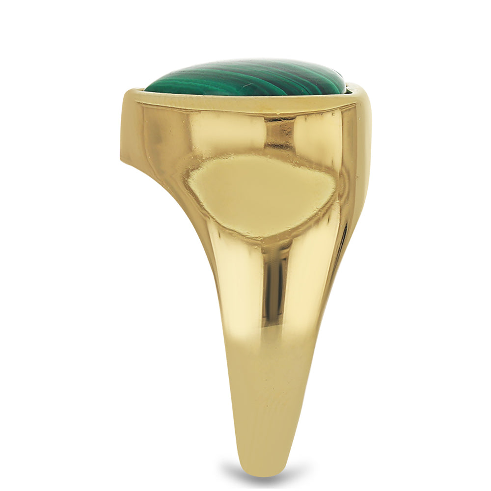 Anillo de Plata Bañada en Oro con Malaquita