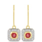 Pendientes de Oro 9K con Rosario rojo de zafiro y Zircón blanco natural