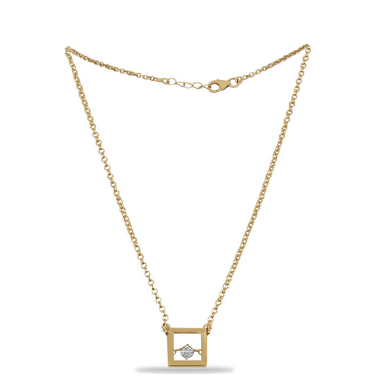 Collar de Plata Bañada en Oro con Diamante Danzantes