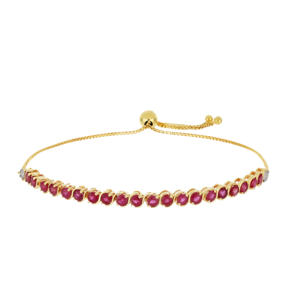 Pulsera de Oro 9K con Rubí de Madagascar y Diamante blanco 1 