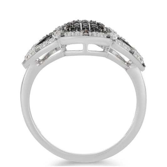 Anillo de Plata con Diamante Rojo y Diamante blanco