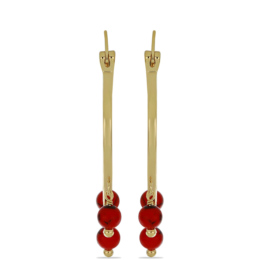 Pendientes de Plata Bañada en Oro con Coral de Esponja Roja