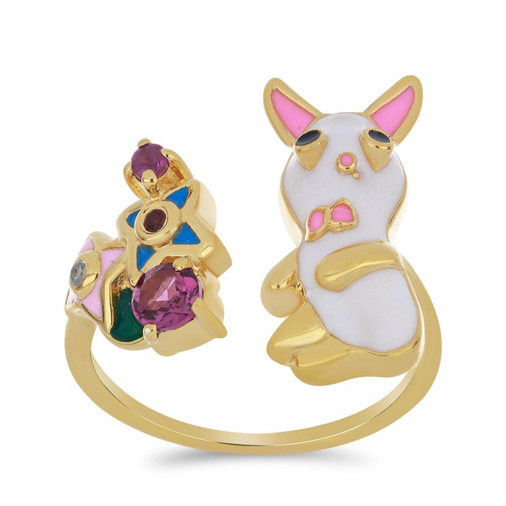 Anillo de Plata Bañada en Oro con Esmalte y Granate Barton 3 