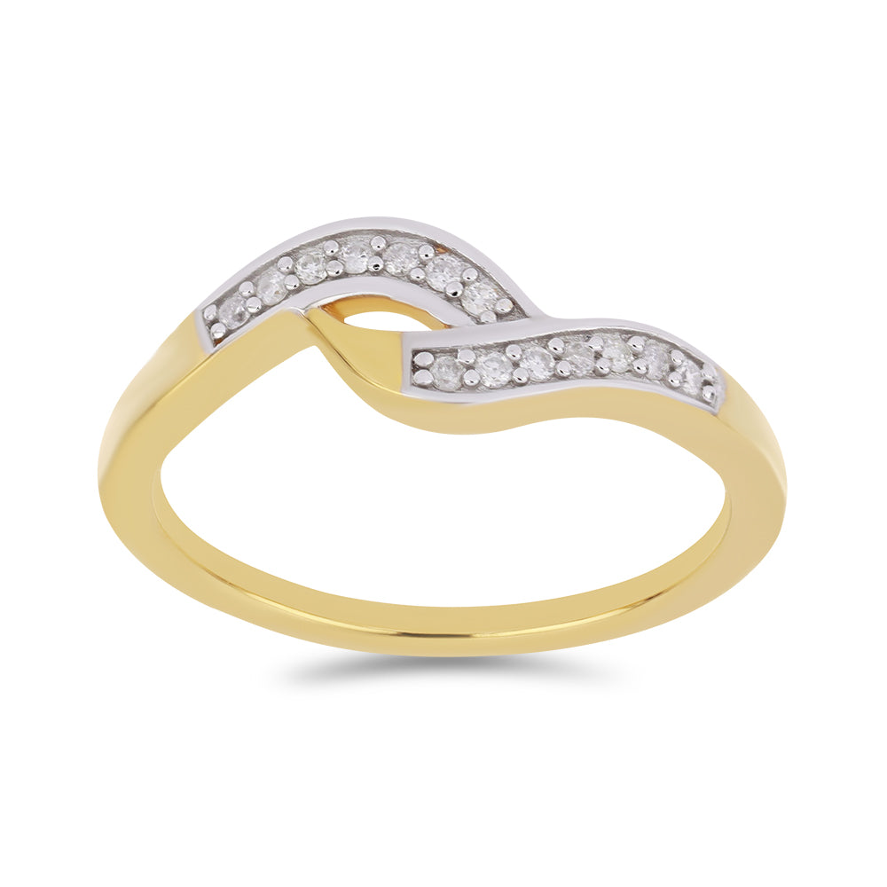 Anillo de Plata Bañada en Oro con Diamante blanco 3 