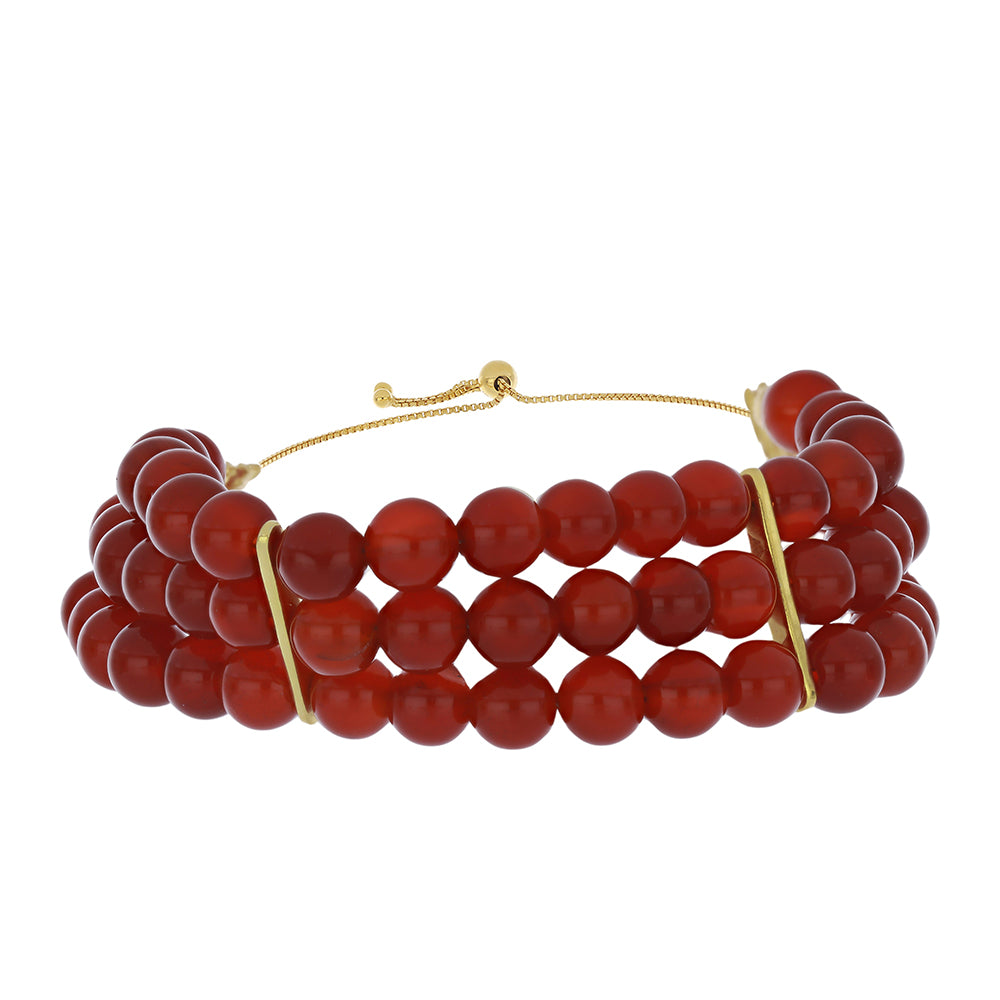 Pulsera de Plata Bañada en Oro con Calcedonia roja 1 