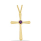 Cruz Colgante de Plata Bañada en Oro con Amatista de Marruecos