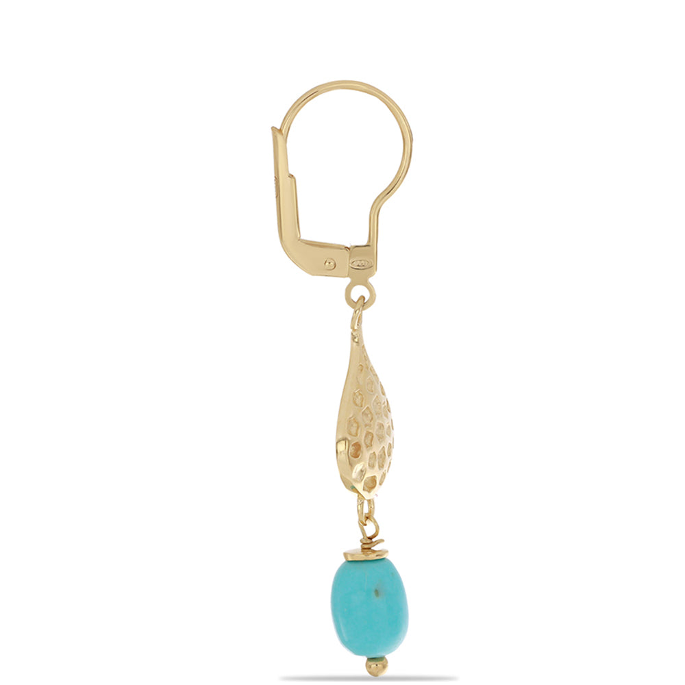 Pendientes de Plata Bañada en Oro con Turquesa Bella Durmiente 2 