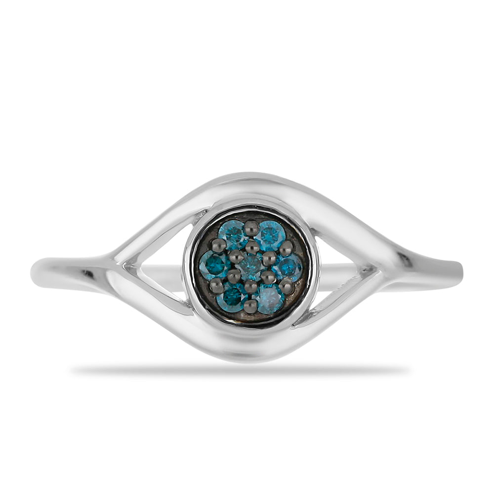 Anillo de Plata con Diamante Azul
