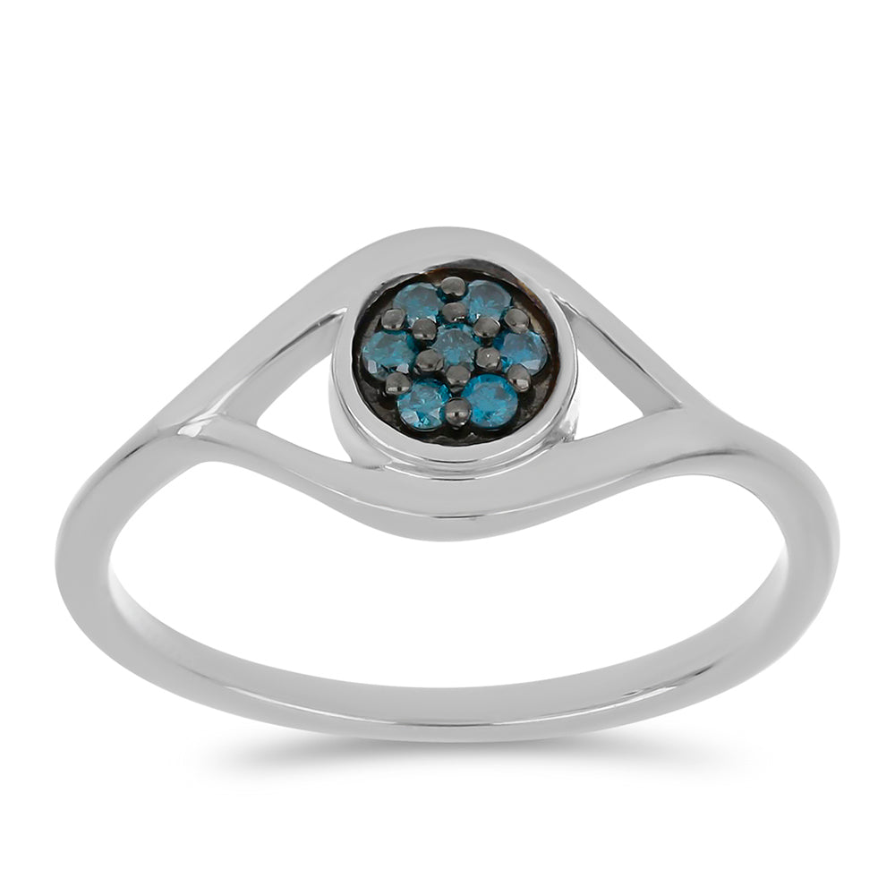 Anillo de Plata con Diamante Azul