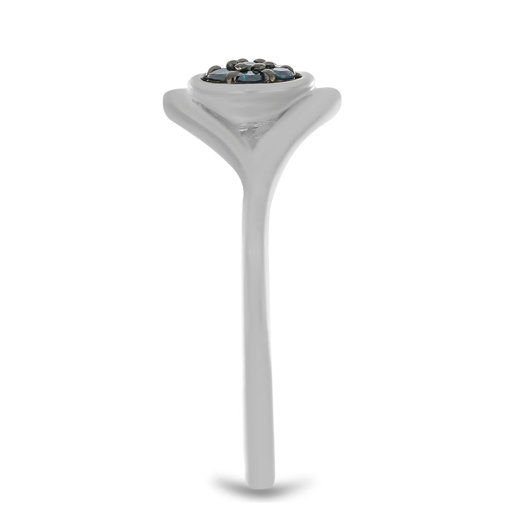 Anillo de Plata con Diamante Azul