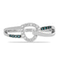 Anillo de Plata con Diamante Azul y Diamante blanco