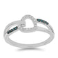 Anillo de Plata con Diamante Azul y Diamante blanco