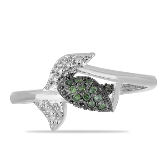 Anillo de Plata con Diamante Verde