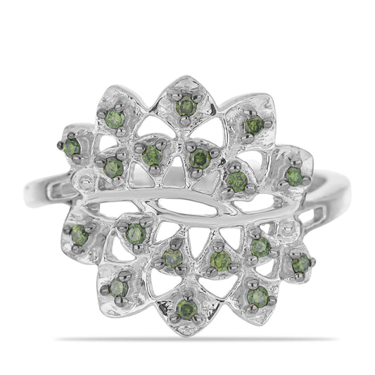 Anillo de Plata con Diamante Verde