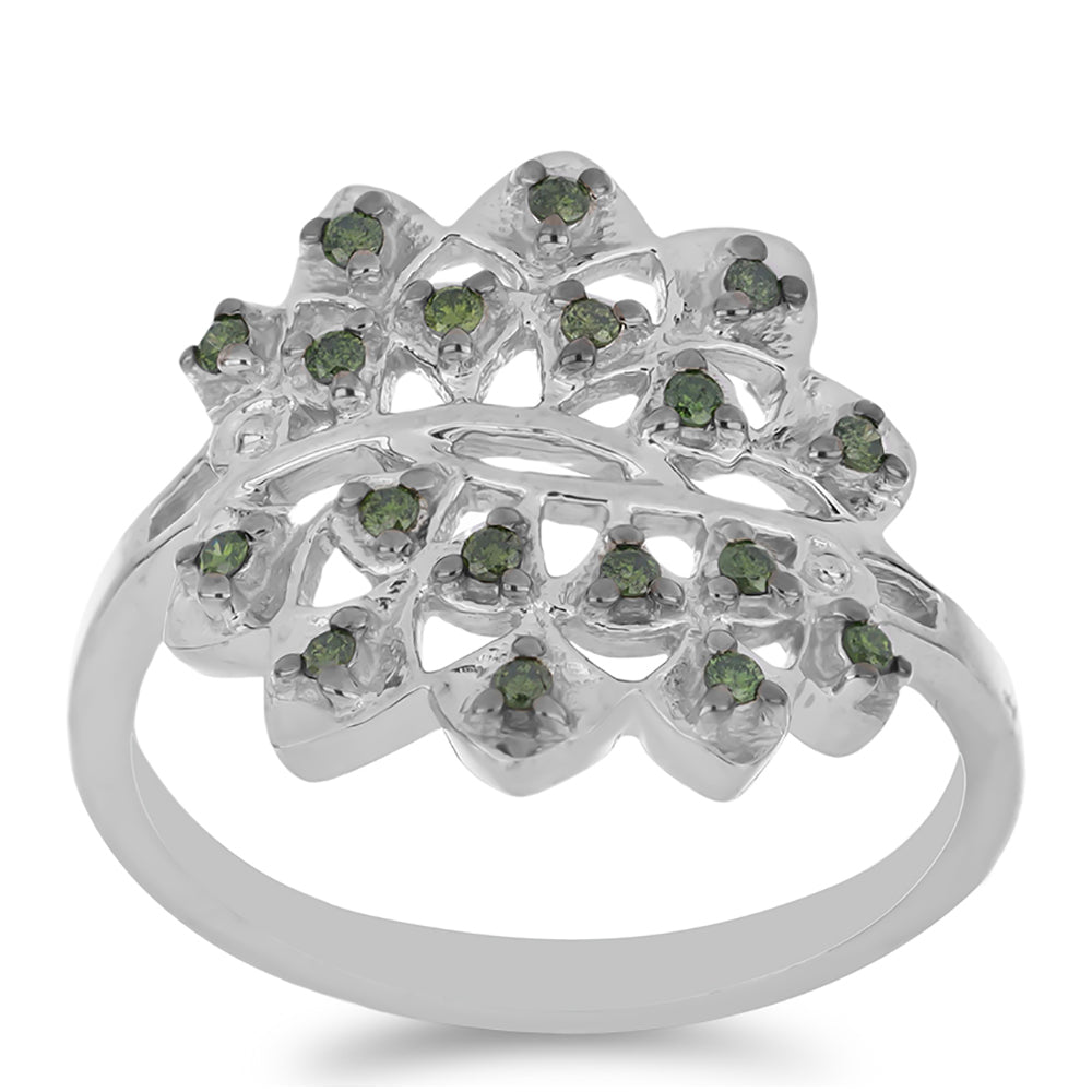 Anillo de Plata con Diamante Verde 3 
